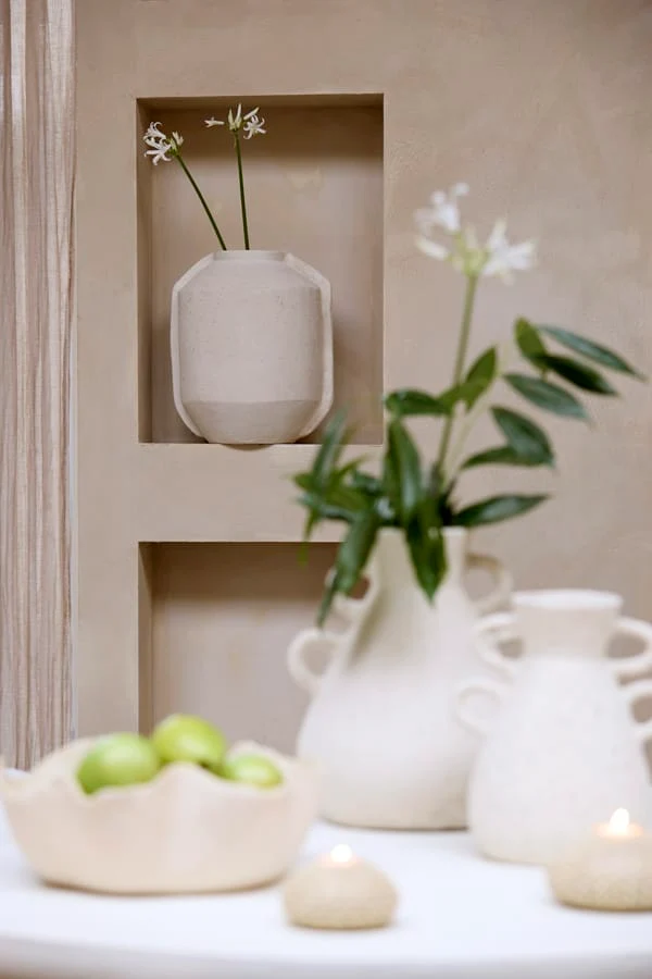 Pot deco 35x32x44 cm NORIC matt cream