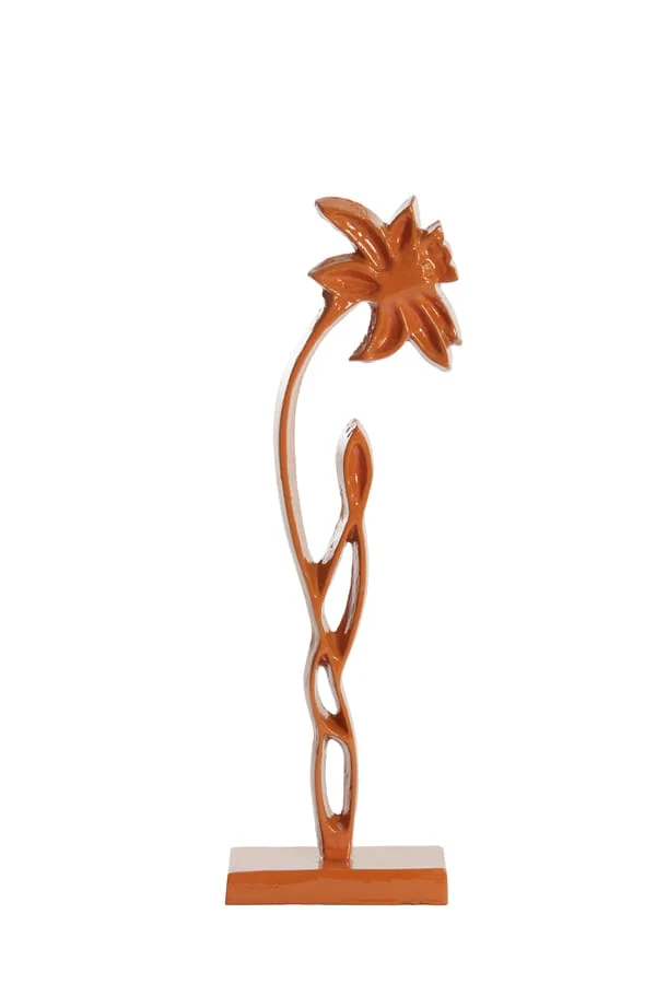 Ornament on base 12x7,5x40 cm DAFFODIL shiny orange