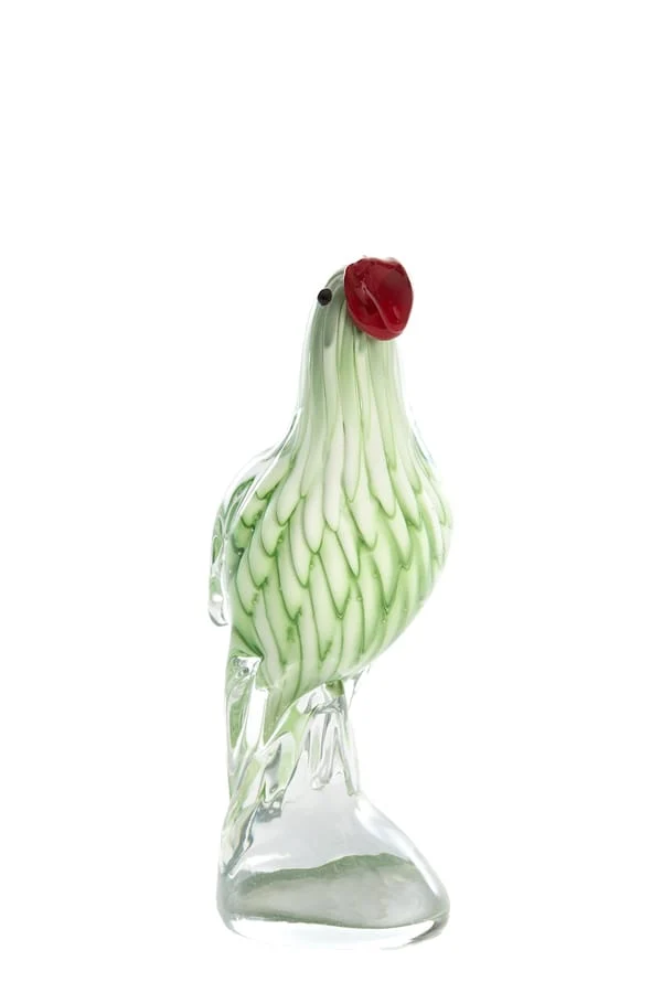 Ornament 9x6,5x20 cm PARROT glass green+red