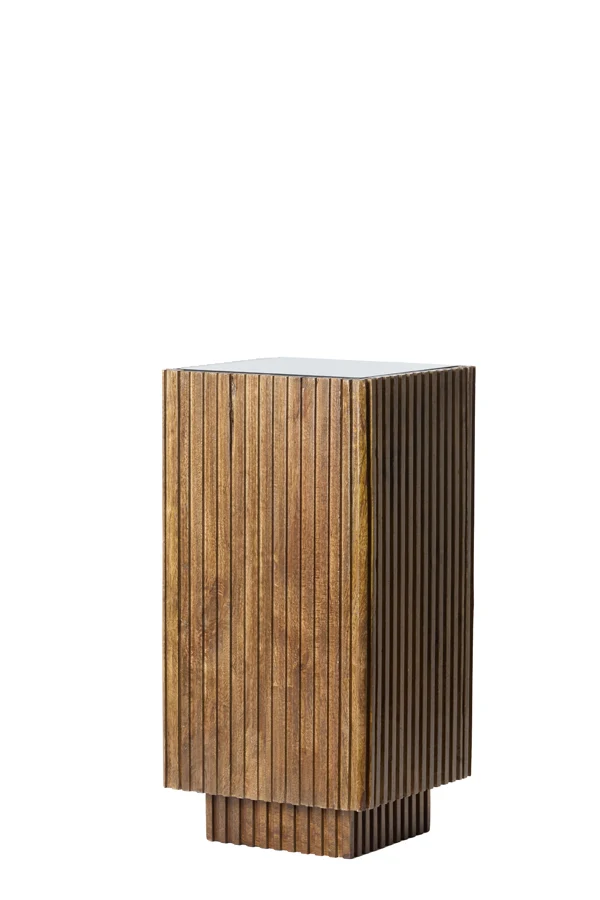 Pillar 30x30x60 cm GATURA wood dark brown+glass brown