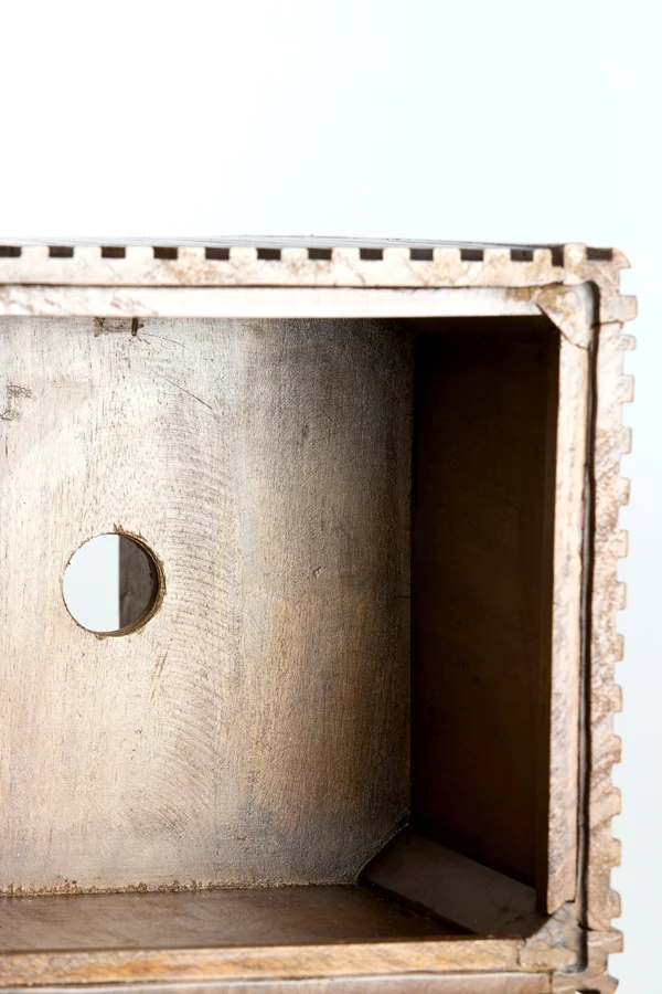 Pillar 30x30x60 cm GATURA wood dark brown+glass brown
