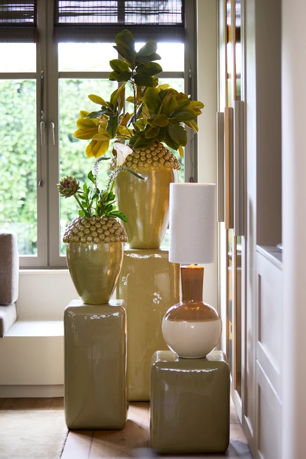 Pillar 30x30x60 cm FABI shiny olive green