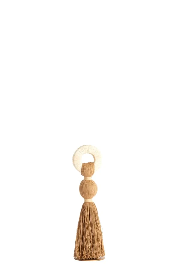 Ornament 9x33 cm YAVIZA ocher yellow+raffia cream