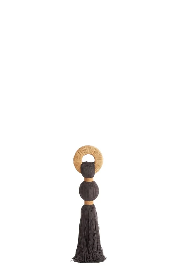 Ornament 9x33 cm YAVIZA dark brown+raffia sand
