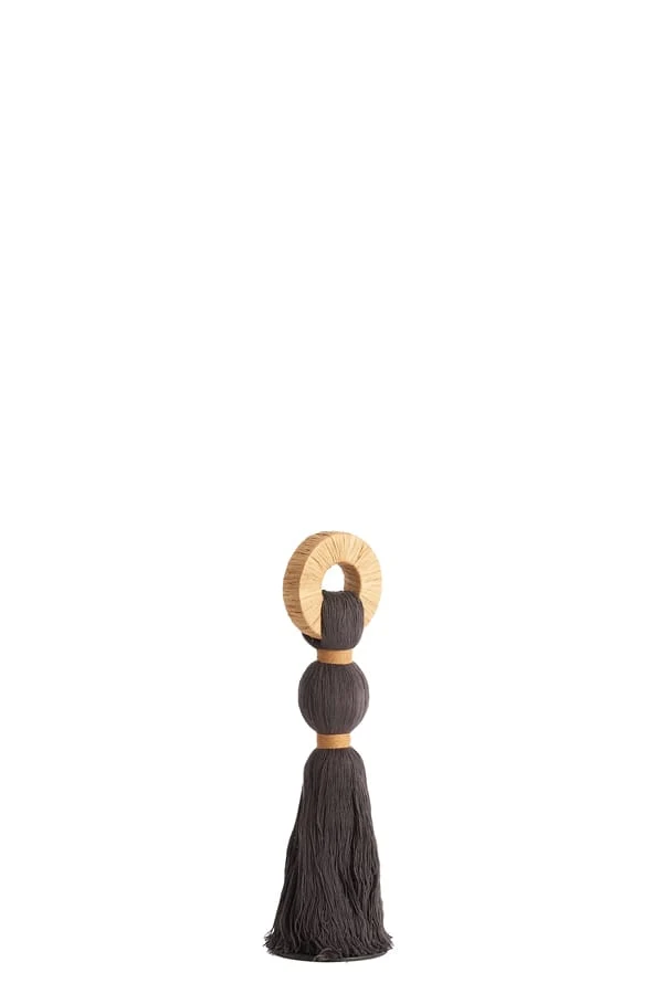 Ornament 9x33 cm YAVIZA dark brown+raffia sand
