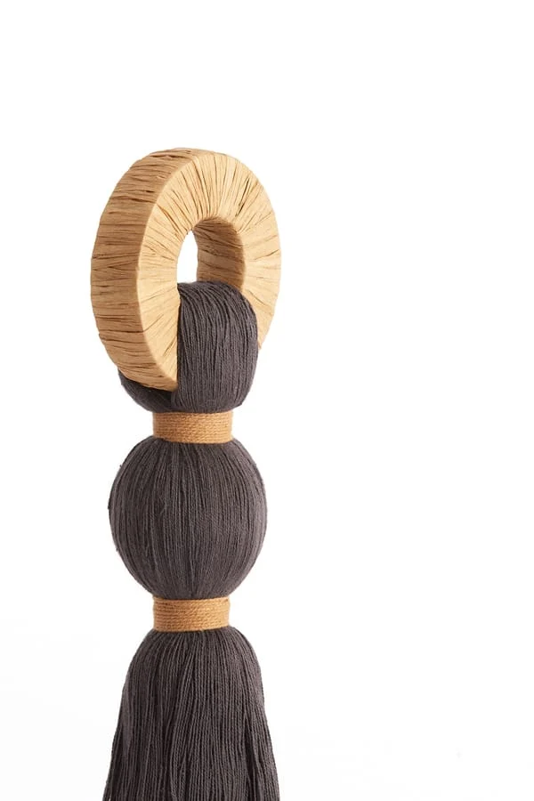 Ornament 9x33 cm YAVIZA dark brown+raffia sand