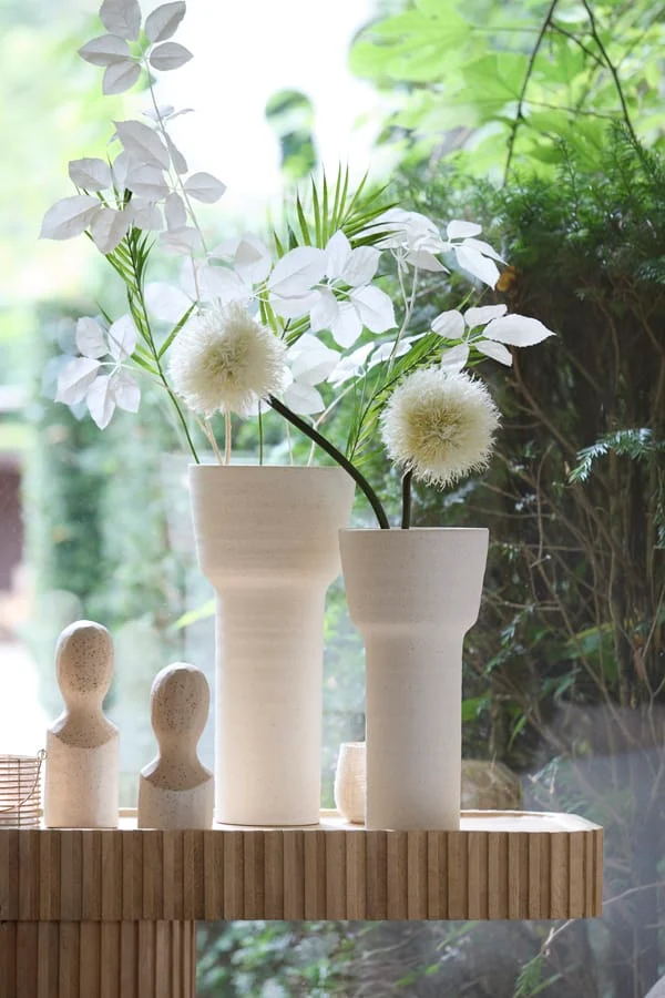 Ornament 9,5x8,5x20,5 cm BATTUDA ceramics matt cream