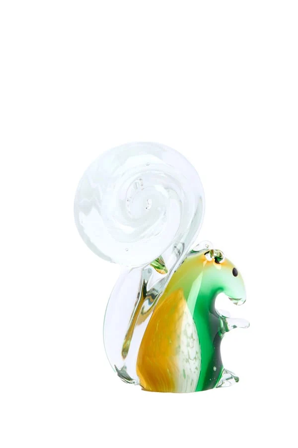 Ornament 9,5x4,5x13 cm SQUIRREL glass green+cream