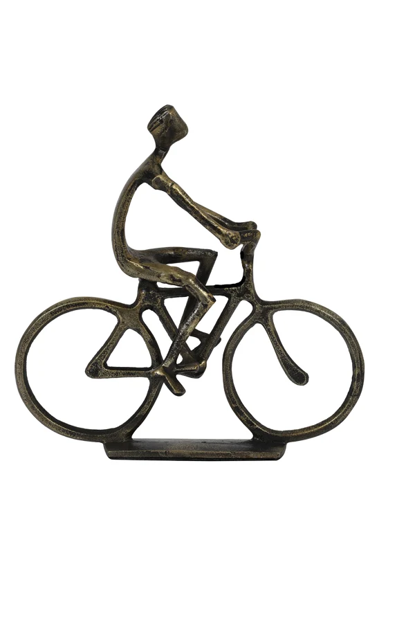 Ornament S/2 24x18x22+24x7x25 cm CYCLISTS antique bronze