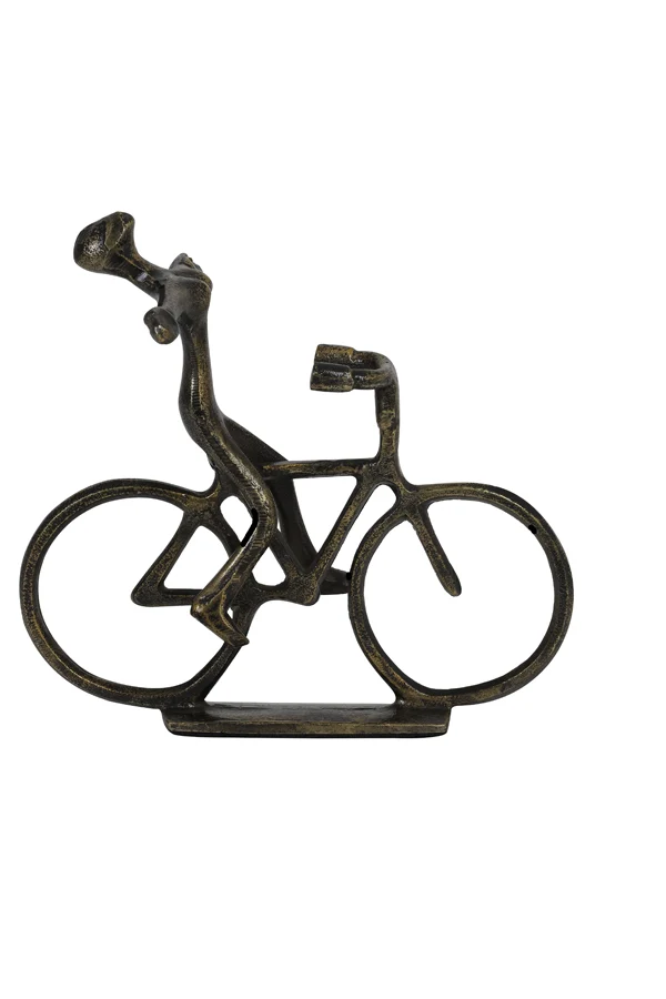 Ornament S/2 24x18x22+24x7x25 cm CYCLISTS antique bronze