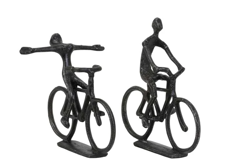 Ornament S/2 24x18x22+24x7x25 cm CYCLISTS antiq black pearl