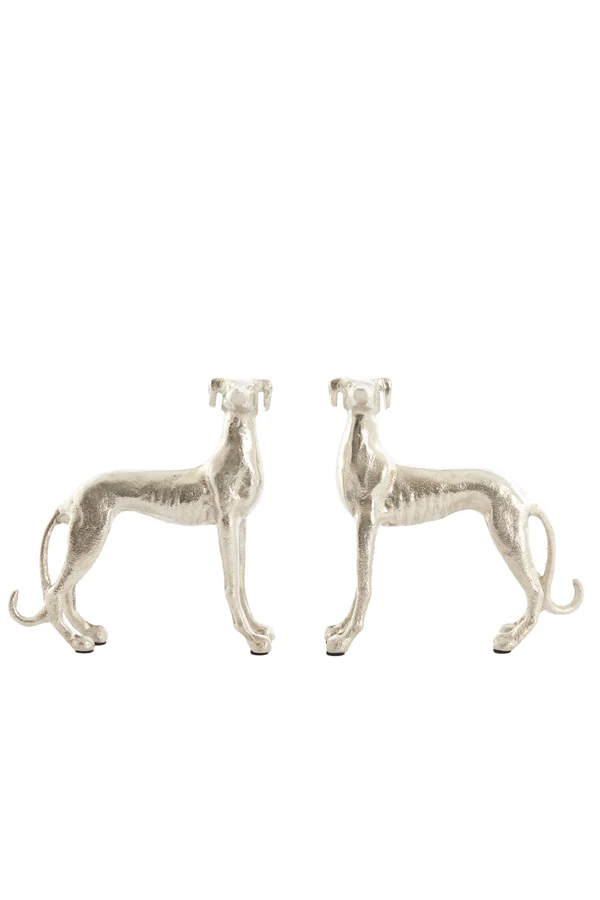 Ornament S/2 17x8x18+17x8x18 cm DOGS nickel