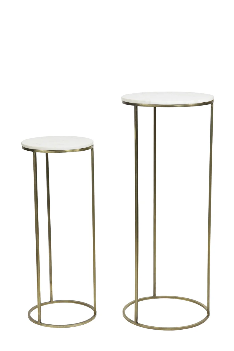 Pillar S/2 32x82+41x102 cm RICARDO white marble+ant.bronze