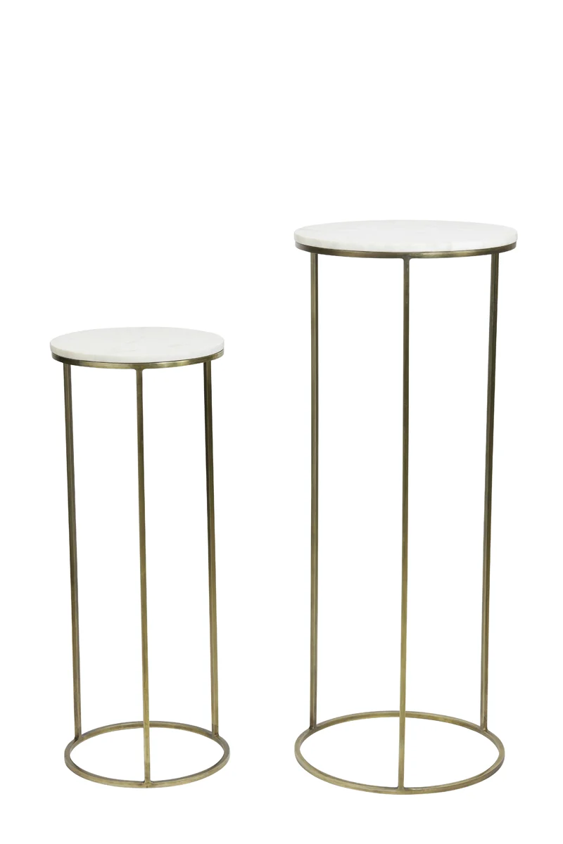 Pillar S/2 32x82+41x102 cm RICARDO white marble+ant.bronze