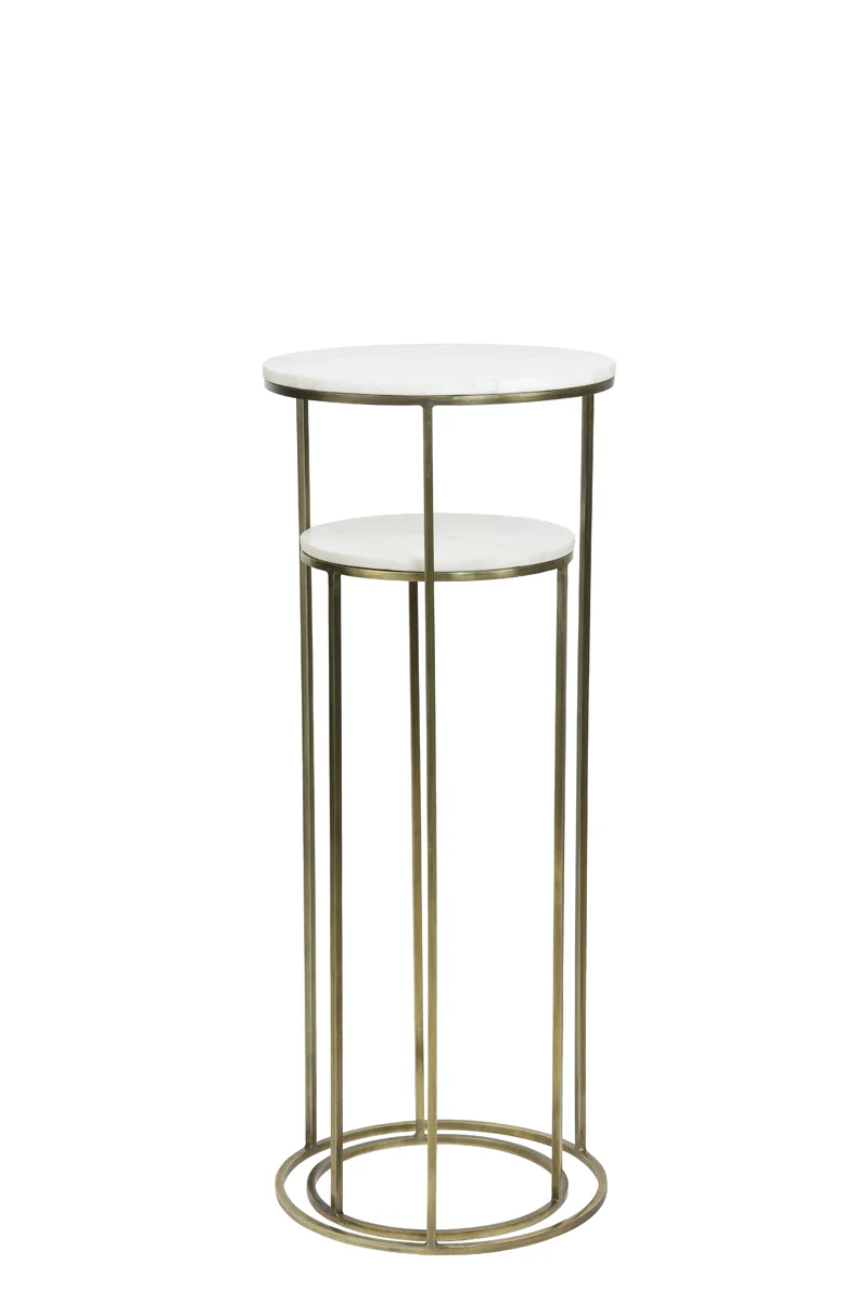 Pillar S/2 32x82+41x102 cm RICARDO white marble+ant.bronze