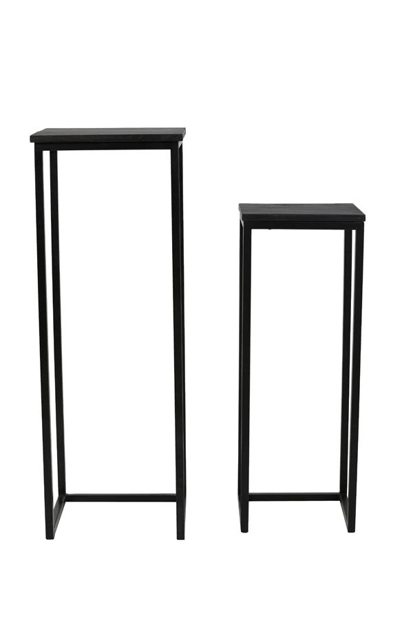 Pillar S/2 30x30x83+36x36x103 cm BRYSON wood matt black