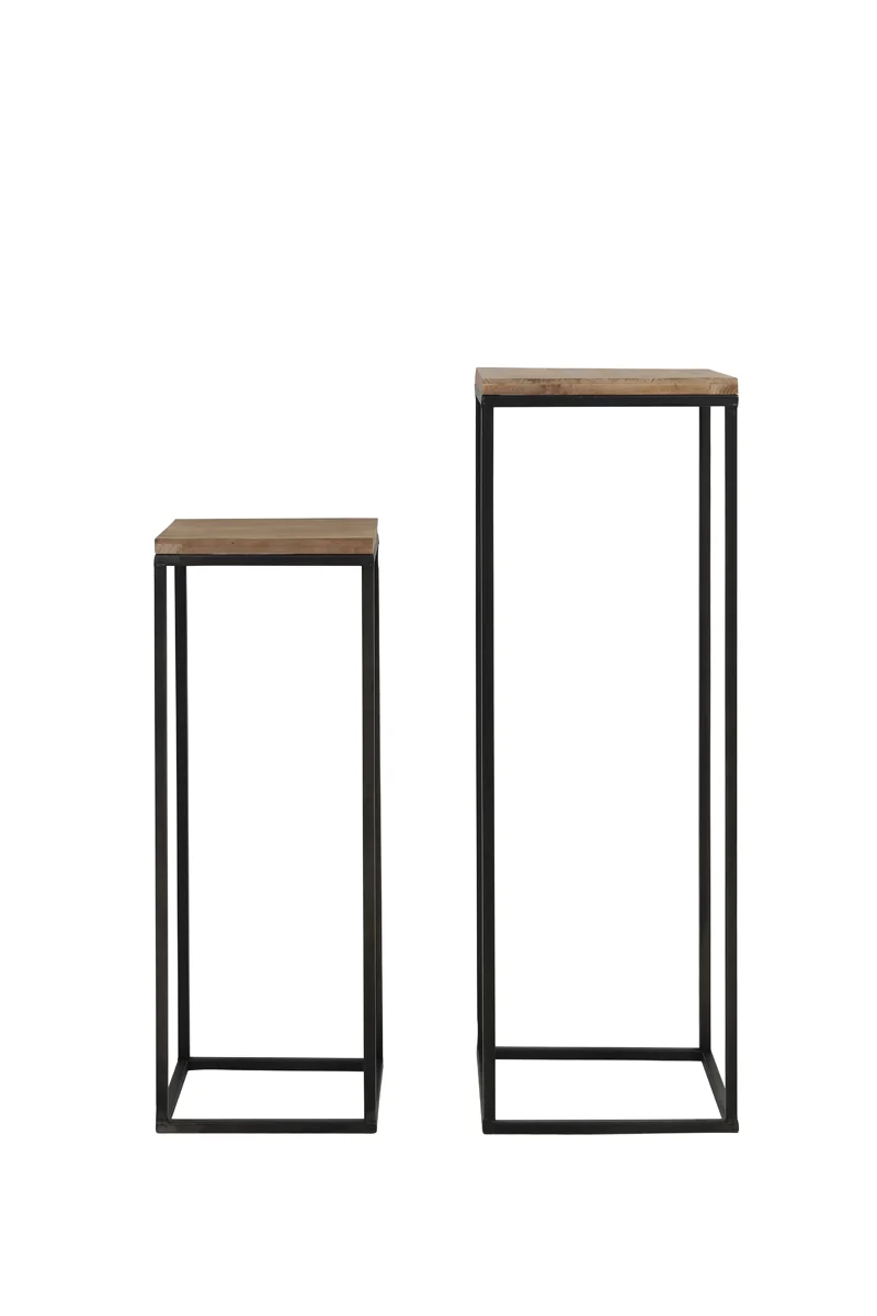 Pillar S/2 30x30x82,5+35x35x102 cm YARULA wood+black