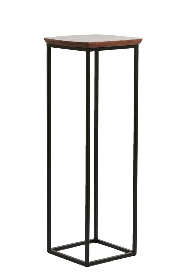 Pillar S/2 30x30x80+35x35x100 cm QUENZA acacia wood brwn+blk