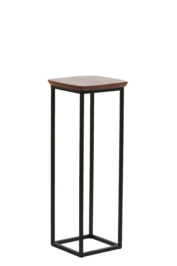 Pillar S/2 30x30x80+35x35x100 cm QUENZA acacia wood brwn+blk