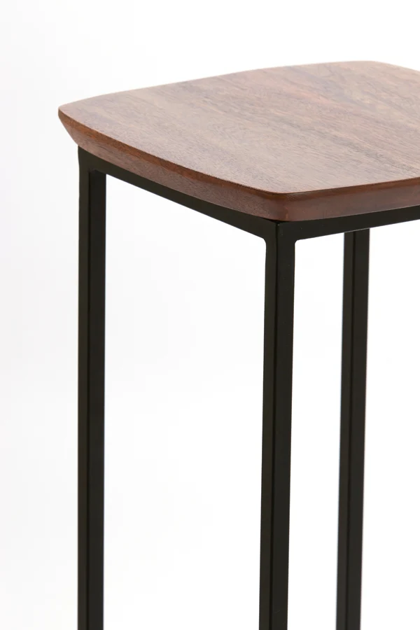 Pillar S/2 30x30x80+35x35x100 cm QUENZA acacia wood brwn+blk
