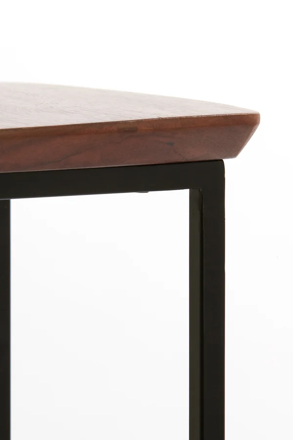 Pillar S/2 30x30x80+35x35x100 cm QUENZA acacia wood brwn+blk