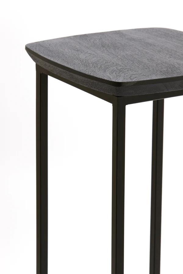 Pillar S/2 30x30x80+35x35x100 cm QUENZA acacia wd mtt blk+bk