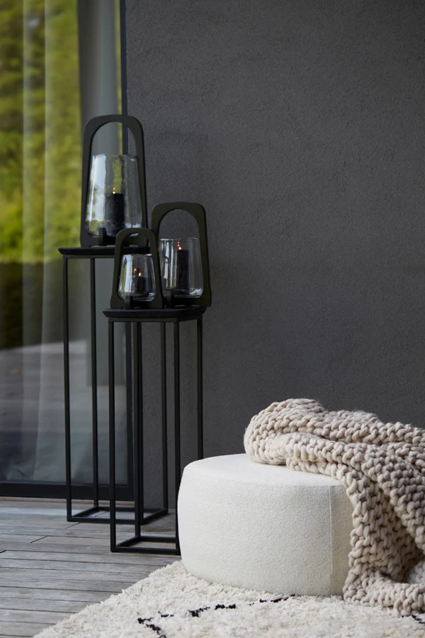 Pillar S/2 30x30x80+35x35x100 cm QUENZA acacia wd mtt blk+bk
