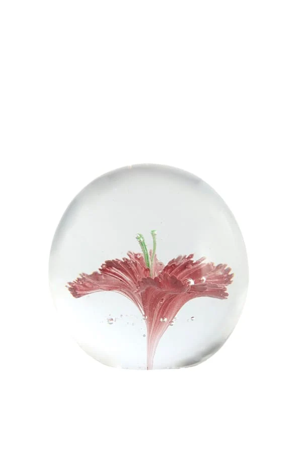 Ornament 8x8 cm FLOWER glass pink+green