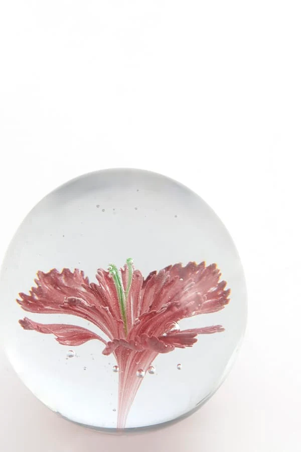Ornament 8x8 cm FLOWER glass pink+green