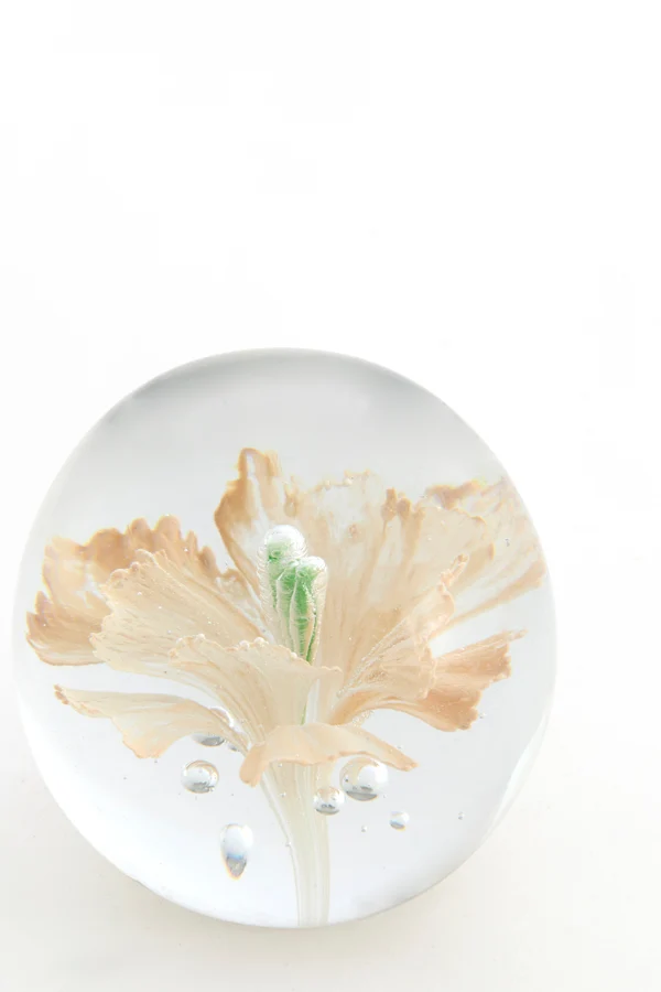 Ornament 8x8 cm FLOWER glass light pink+green