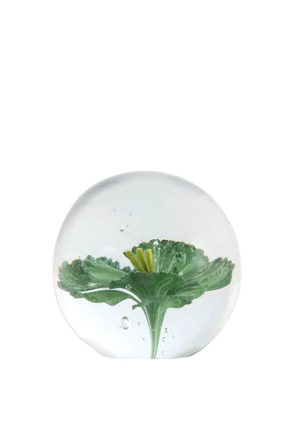 Ornament 8x8 cm FLOWER glass green+yellow
