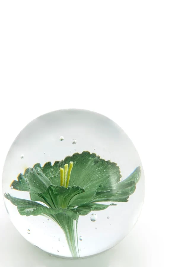 Ornament 8x8 cm FLOWER glass green+yellow