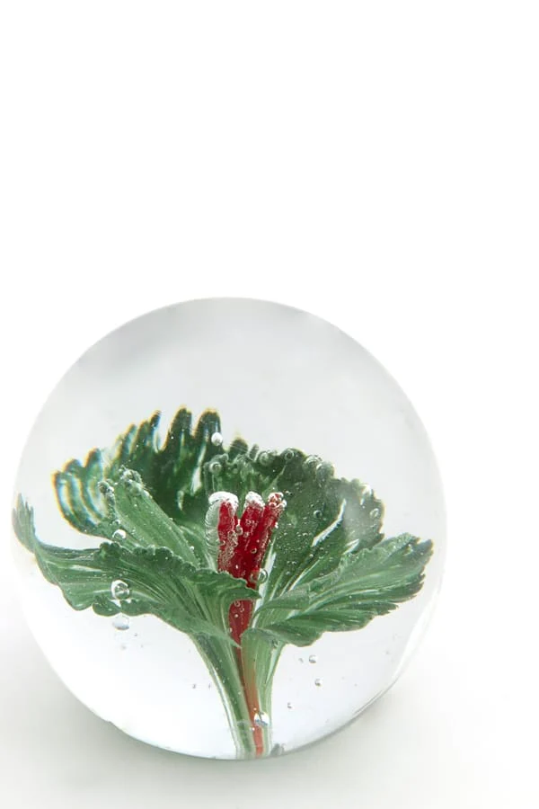 Ornament 8x8 cm FLOWER glass green+pink