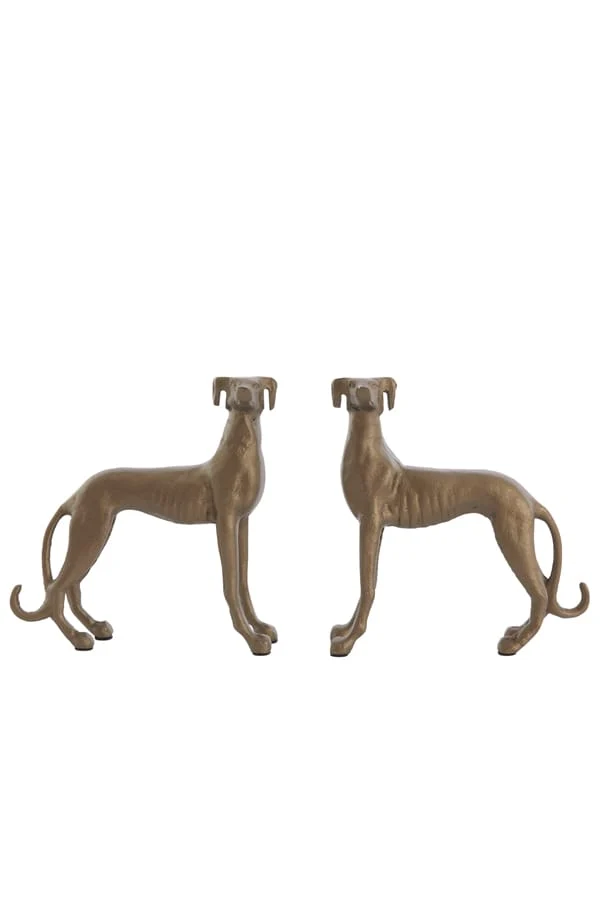 Ornament S/2 17x8x18+17x8x18 cm DOGS antique bronze