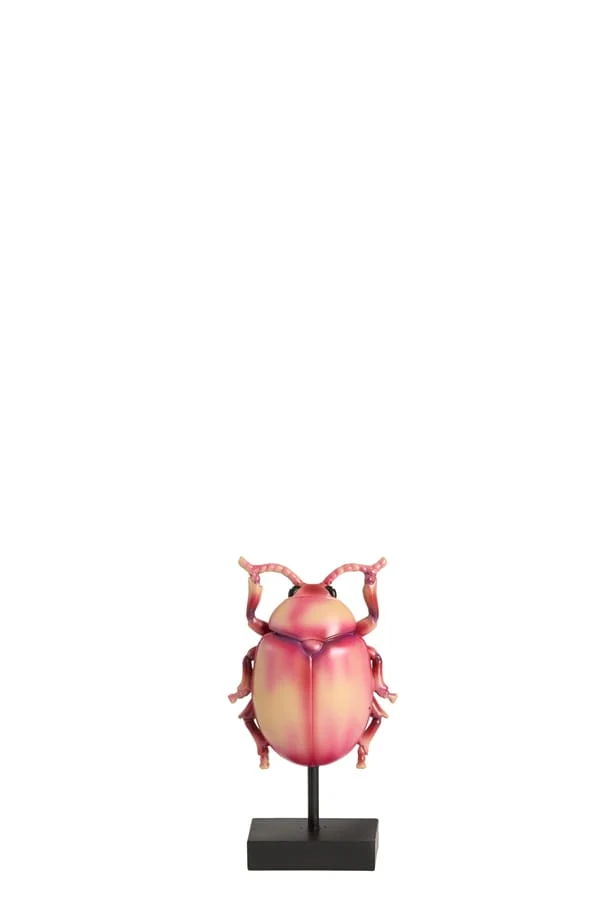 Ornament on base 9x5x16,5 cm BEETLE light pink+black