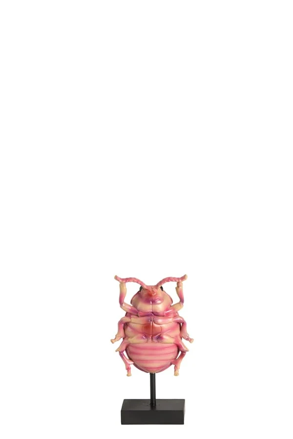 Ornament on base 9x5x16,5 cm BEETLE light pink+black