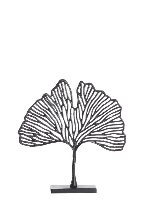 Ornament on base 36x6x39 cm LEAF matt black