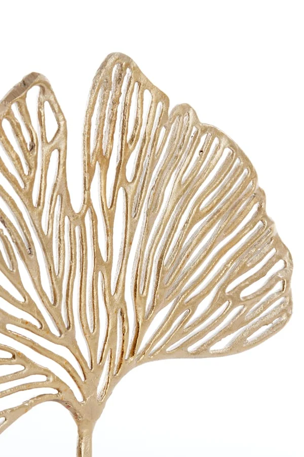 Ornament on base 36x6x39 cm LEAF gold+marble white