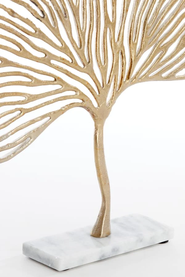Ornament on base 36x6x39 cm LEAF gold+marble white