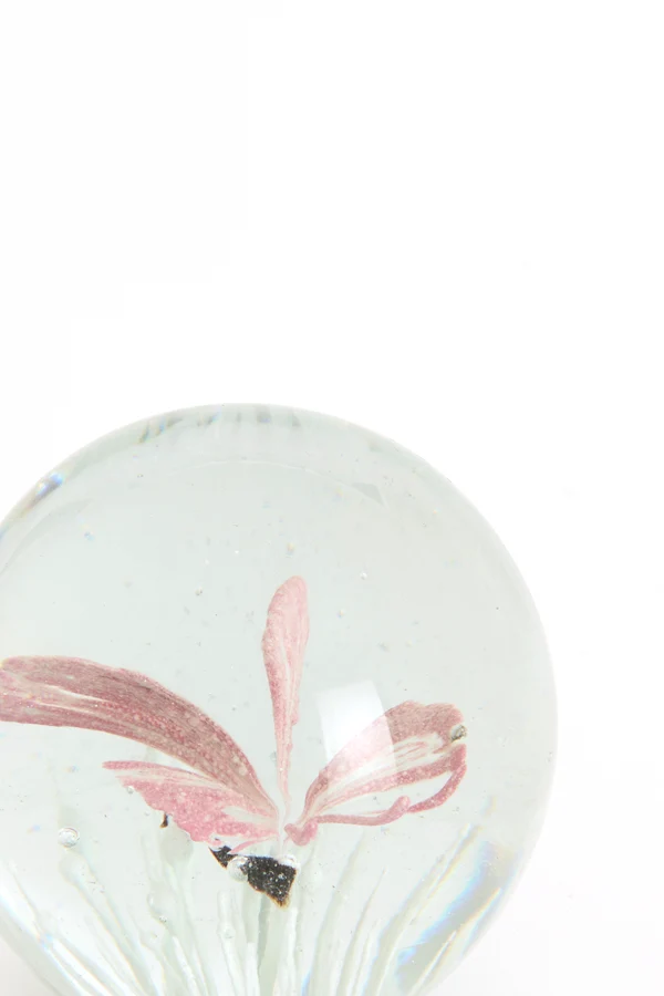 Ornament 8x8 cm BUTTERFLY glass pink