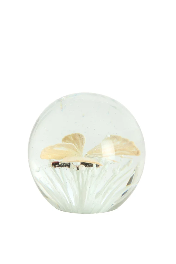 Ornament 8x8 cm BUTTERFLY glass cream