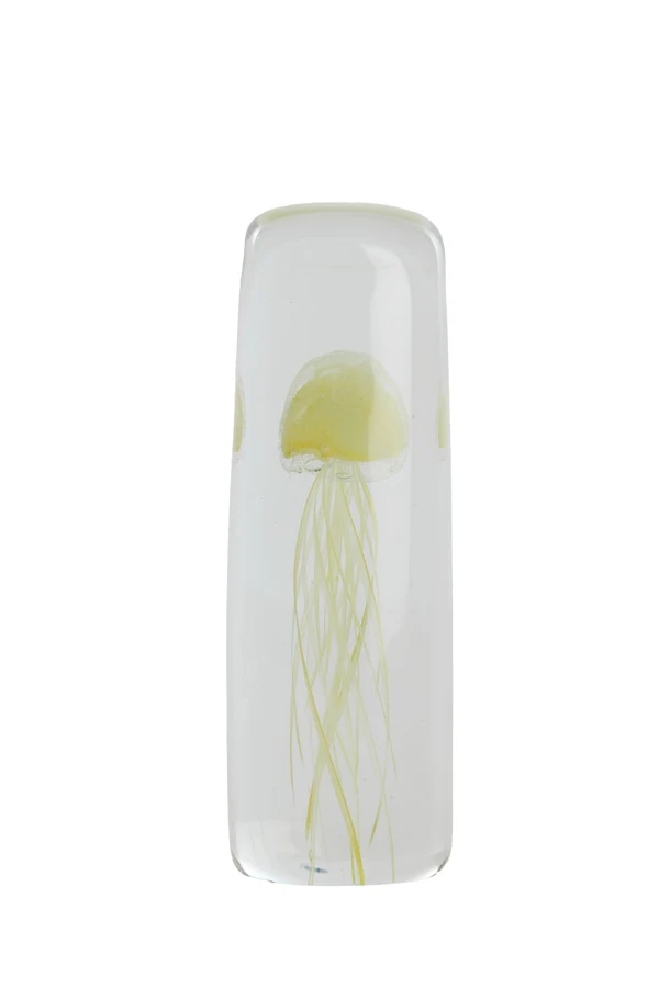 Ornament 6x6x18,5 cm JELLYFISH glass yellow