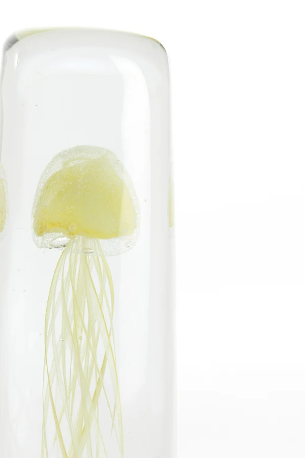Ornament 6x6x18,5 cm JELLYFISH glass yellow