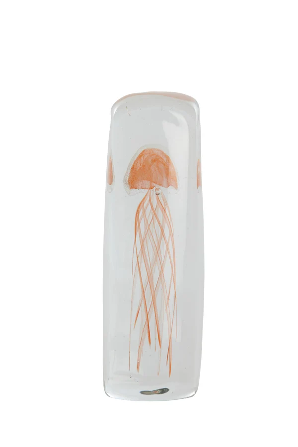Ornament 6x6x18,5 cm JELLYFISH glass orange