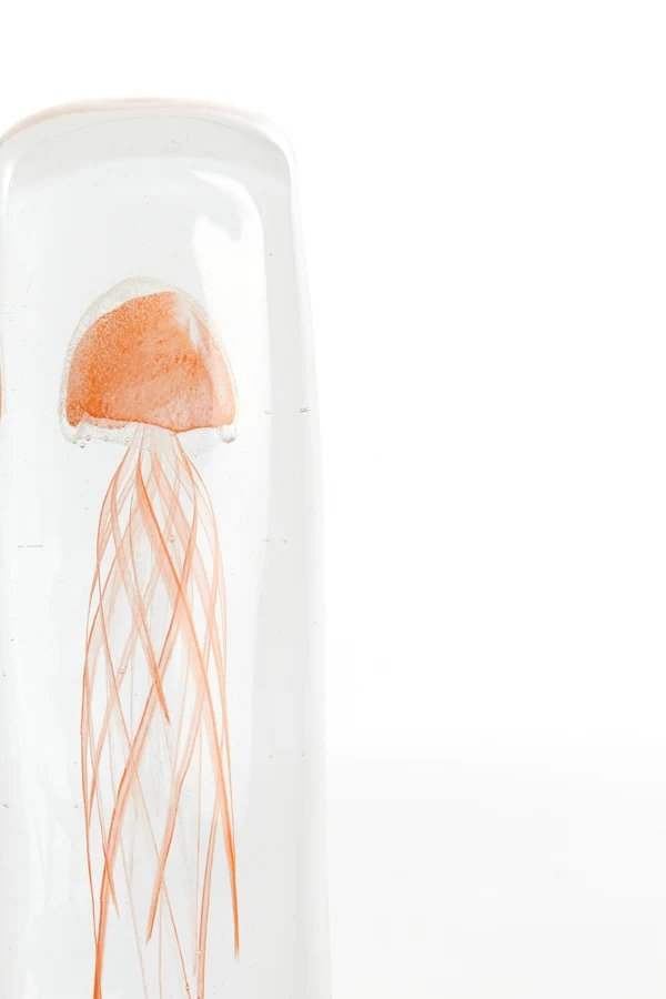 Ornament 6x6x18,5 cm JELLYFISH glass orange
