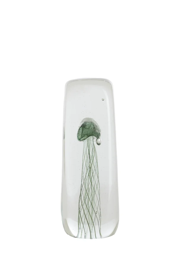 Ornament 6x6x18,5 cm JELLYFISH glass dark green
