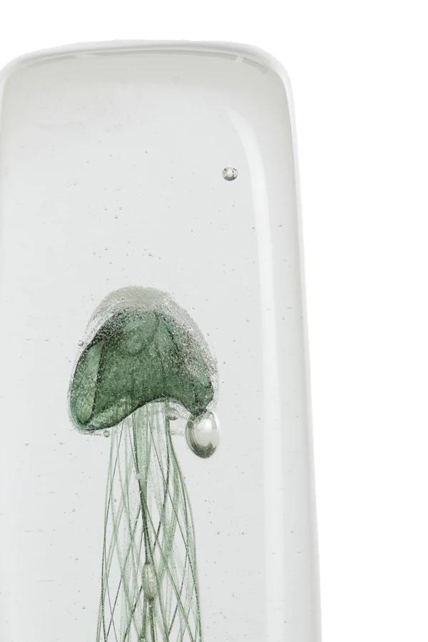 Ornament 6x6x18,5 cm JELLYFISH glass dark green