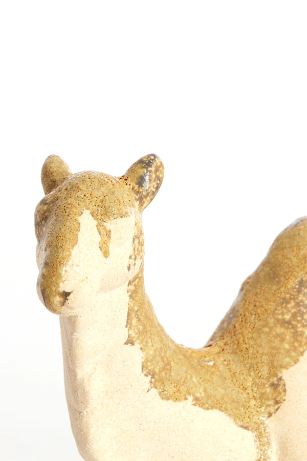 Ornament 26x10x15 cm CAMEL ceramics cream+olive green