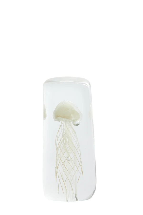 Ornament 5,5x5,5x13 cm JELLYFISH glass cream