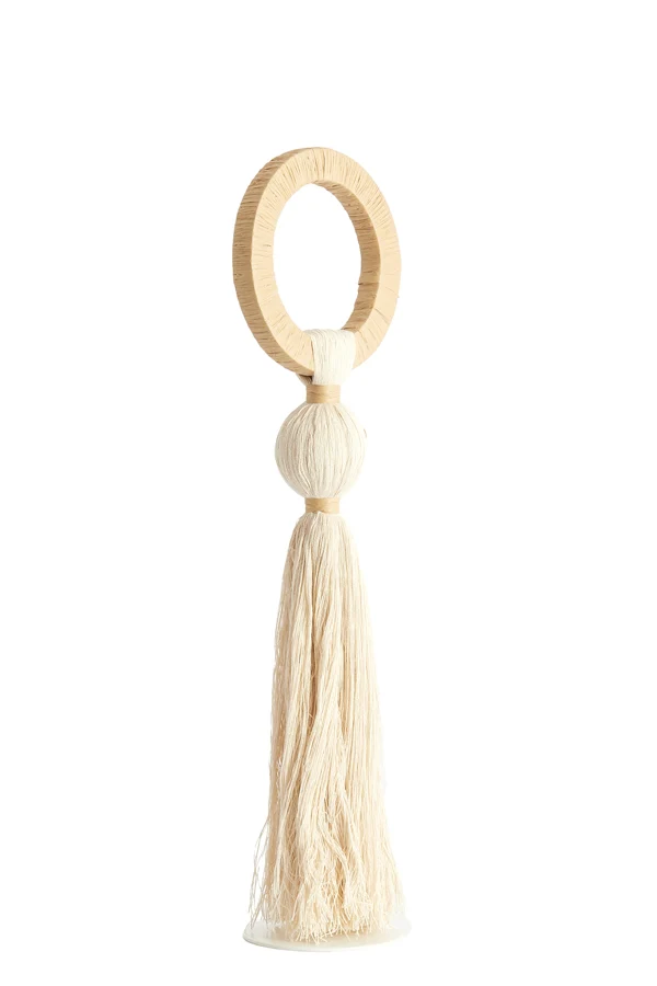 Ornament 14x62 cm YAVIZA cream+raffia natural